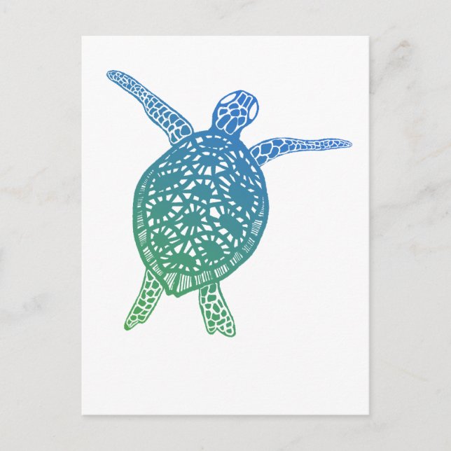 Sea Turtle Tortoise Protect the Planet Green Blue Postcard (Front)