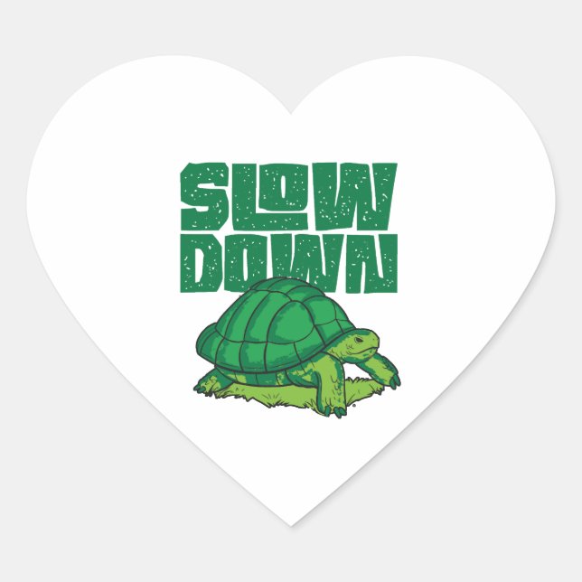 Sea Turtle Tortoise Slow Down Heart Sticker (Front)