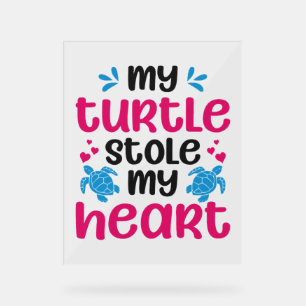 Sea Turtle Tortoise Valentines Day Acrylic Sign