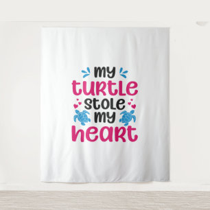 Sea Turtle Tortoise Valentines Day        Tapestry