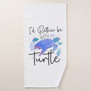 Sea Turtle Tortoise Watercolor I'd Bath Towel