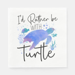 Sea Turtle Tortoise Watercolor I'd Napkin