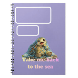 Sea Turtle Trapped in Fishing Net & Plastic Pollut Notebook