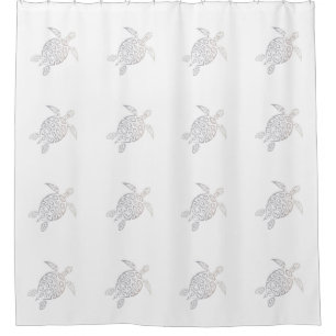 Sea Turtle Tribal  Pattern Beige White Shower Curtain