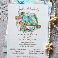 Sea Turtle, Tropical Blue Green Wreath Wedding
