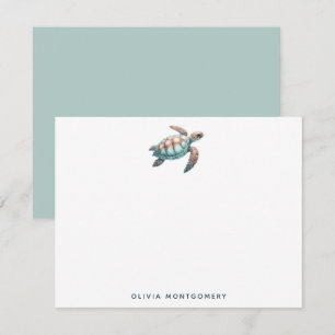 Sea Turtle Tropical Watercolor Blue Green Personal Card