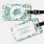Sea Turtle Tropical Watercolor  Luggage Tag<br><div class="desc">This sea turtle luggage tag features tropical watercolor art by Victoria Grigaliunas of DoTellABelle in shades of turquoise blue and palm leaf green. Personalise the template fields with your name,  telephone number and address.</div>