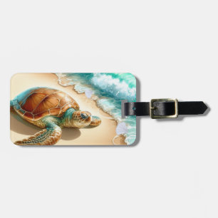 Sea Turtle Turquoise Ocean  Luggage Tag