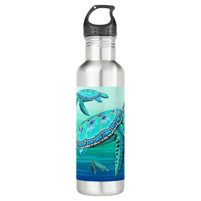 Sea Turtle Turquoise Oceanlife 710 Ml Water Bottle (Front)
