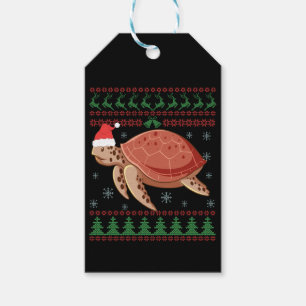 Sea Turtle Ugly Christmas Sweater Reptiles Lovers Gift Tags
