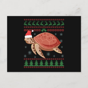 Sea Turtle Ugly Christmas Sweater Reptiles Lovers Postcard