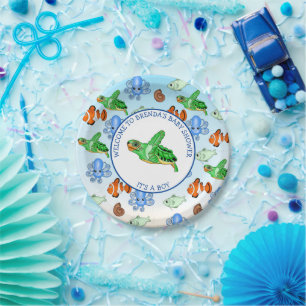 Sea Turtle Under the Sea Themed Baby Shower Paper Plate