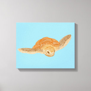 Sea Turtle under Water - transparent.  Canvas Print