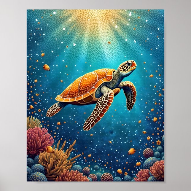 Sea Turtle Underwater Poster (Front)