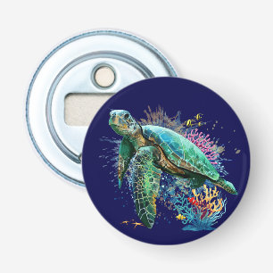 Sea turtle underwater watercolor Style Bottle Opener