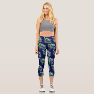 Sea turtle underwater watercolor Style Capri Leggings