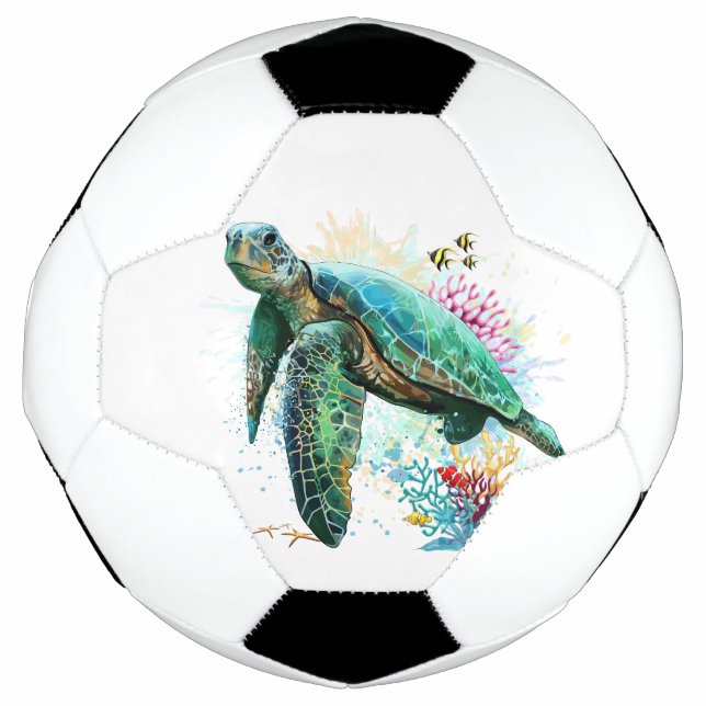 Sea turtle underwater watercolor Style Football (Front)