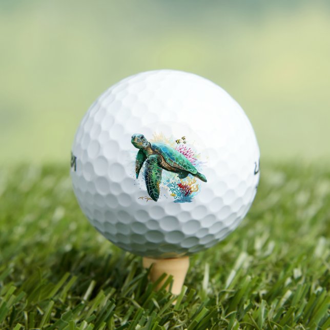 Sea turtle underwater watercolor Style Golf Balls (Insitu Tee)