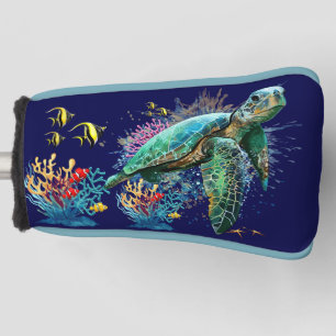 Sea turtle underwater watercolor Style Golf Head Cover