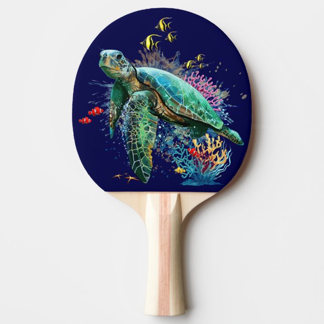Sea turtle underwater watercolor Style Ping Pong Paddle (Front)