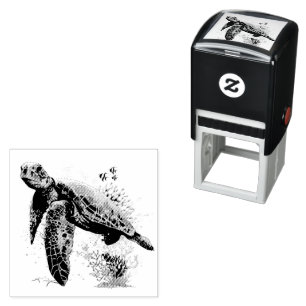 Sea turtle underwater watercolor Style Self-inking Stamp