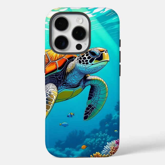 Sea Turtle Vibrant Ocean Illustration Case-Mate iPhone Case (Back)