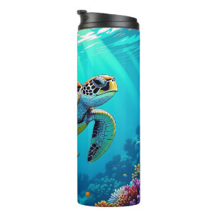 Sea Turtle Vibrant Ocean Illustration Thermal Tumbler