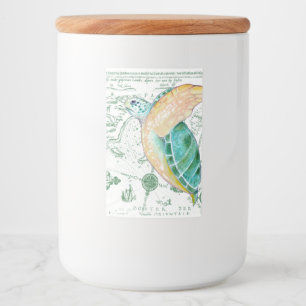 Sea Turtle Vintage Map white Food Label