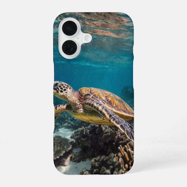 Sea Turtle Voyage iPhone 16 Case (Back)