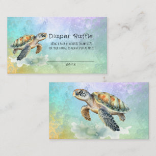 Sea Turtle Watercolor Bubbles Diaper Raffle Business Card