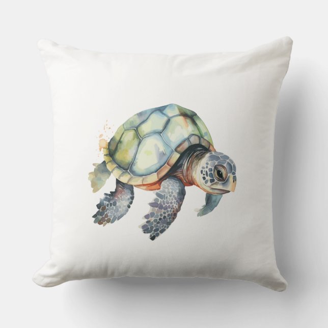 Sea Turtle watercolor Cushion (Front)