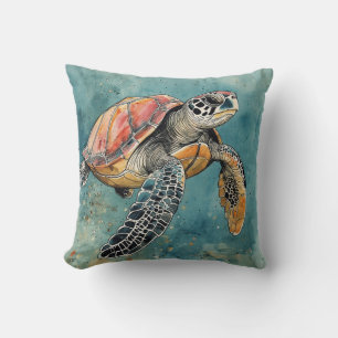 Sea Turtle Watercolor Cushion