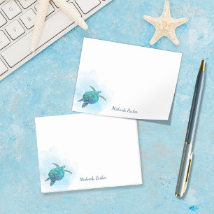 Sea Turtle Watercolor Ocean Personalised Post-it Notes