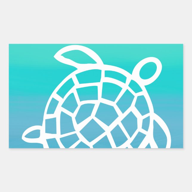 Sea Turtle Watercolor Ocean Rectangular Sticker (Front)
