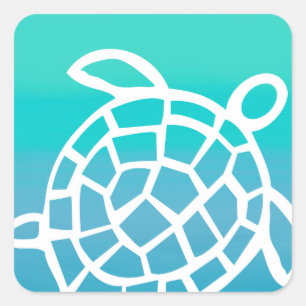 Sea Turtle Watercolor Ocean Square Sticker
