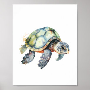 Sea Turtle Watercolor Poster