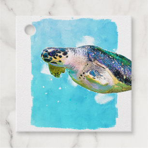 Sea Turtle Watercolor School Valentine's Day Favour Tags