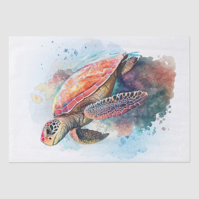 Sea Turtle Watercolor Tissue Paper (Front)