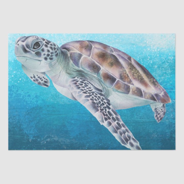 Sea Turtle Watercolor Tissue Paper (Front)