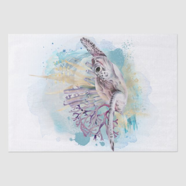 Sea Turtle Watercolor Tissue Paper (Front)