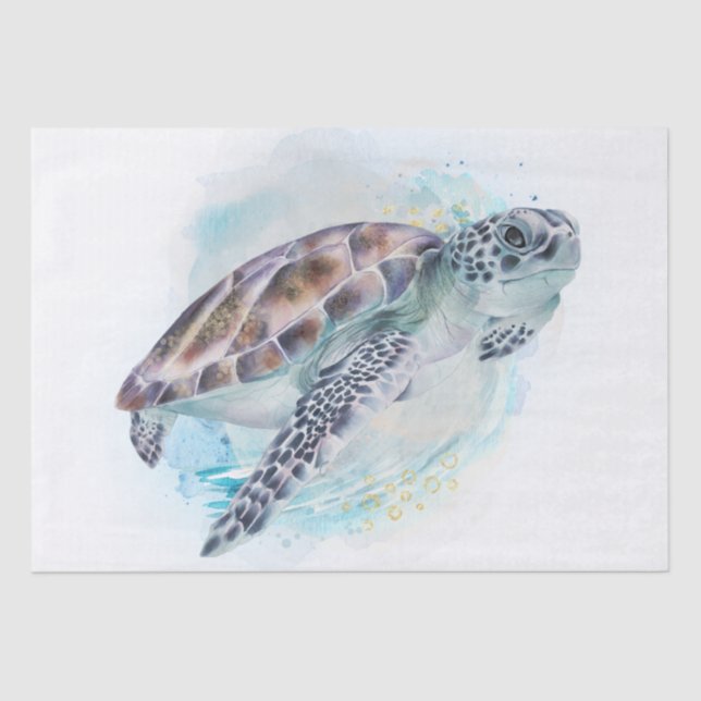 Sea Turtle Watercolor Tissue Paper (Front)