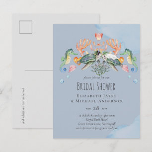 Sea Turtle Wedding Bridal Shower Invites Postcard