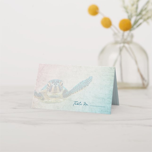 Sea Turtle Wedding Escort or Place Cards (Front)