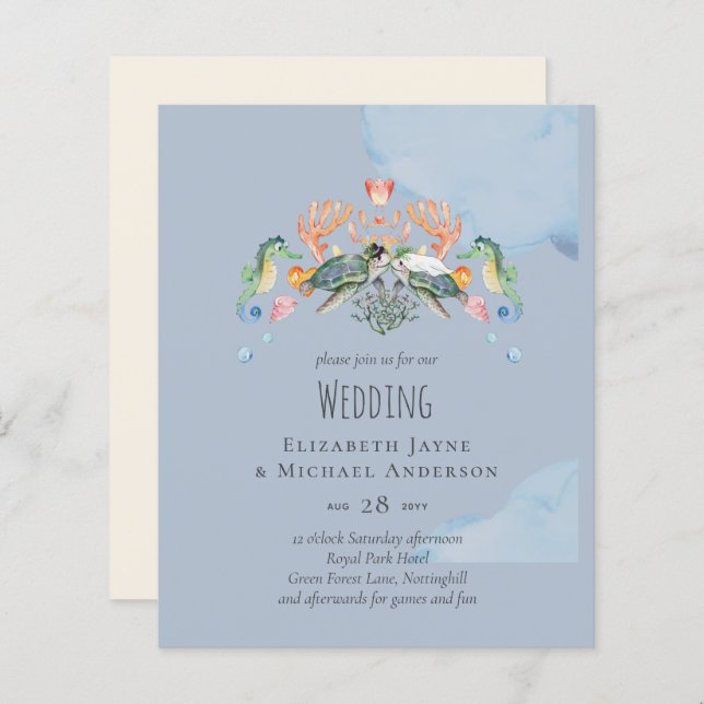 Sea Turtle Wedding Featuring Bride and Groom (Front/Back)