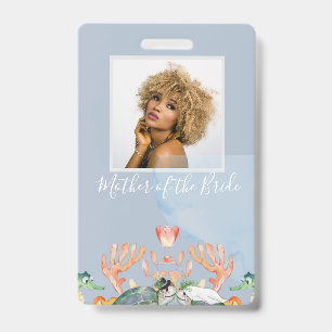 Sea Turtle Wedding Featuring Bride and Groom ID Badge