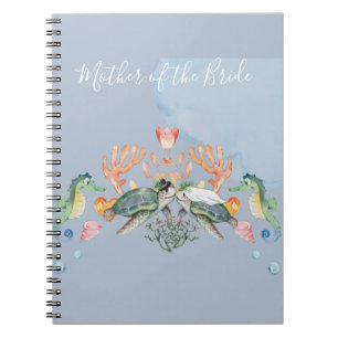 Sea Turtle Wedding Featuring Bride and Groom Notebook