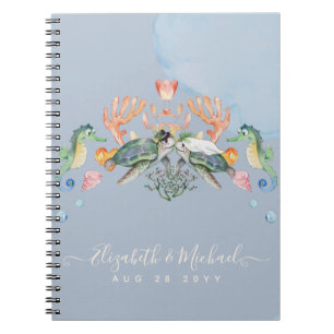 Sea Turtle Wedding Featuring Bride and Groom Notebook