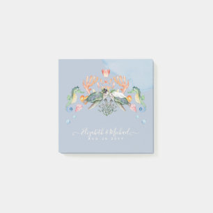 Sea Turtle Wedding Featuring Bride and Groom Post-it Notes