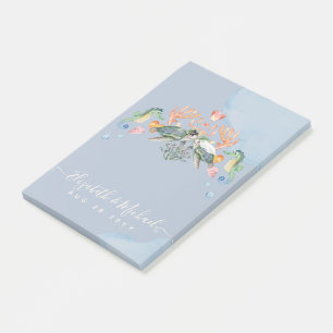 Sea Turtle Wedding Featuring Bride and Groom Post-it Notes
