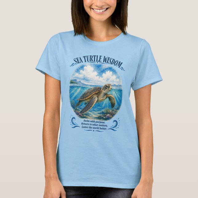 Sea Turtle Wisdom Beneath the Waves T-Shirt (Front)